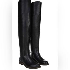 Franco Sarto Haleen Leather Over the Knee Boots 6.5 women’s in Black WIDE CALF